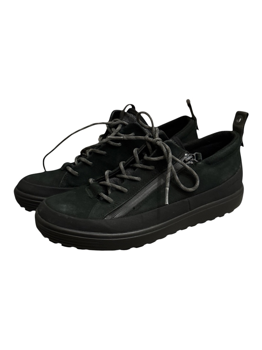 ECCO Soft 7 Tred Black Nubuck Leather Sneakers Wool-Lined Insole Zip 40